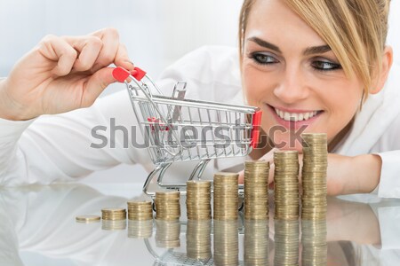 Woman Holding Small Shopping Cart Stock photo © AndreyPopov