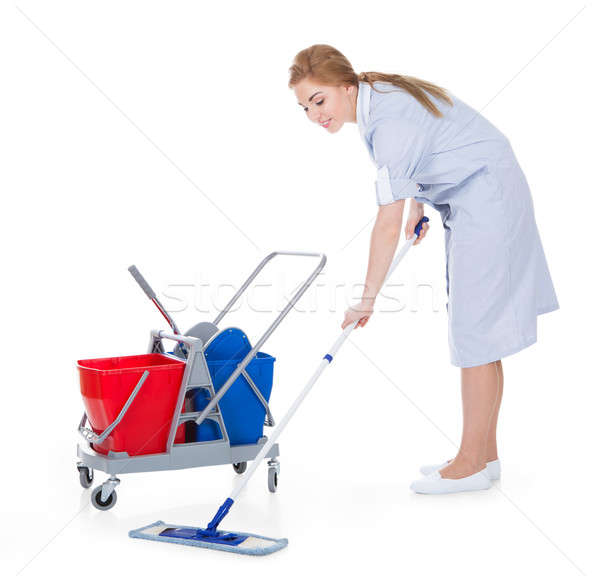 Female Maid Cleaning Floor Stock photo © AndreyPopov