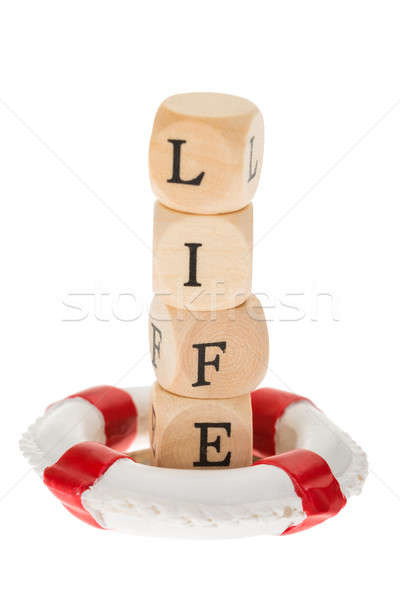 Life Belt And Wooden Piece With Text Life Stock photo © AndreyPopov