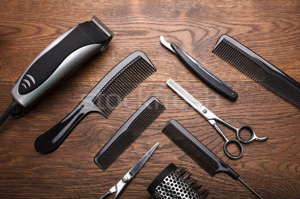 An Hairdresser Tools On Desk Stock Photo C Andriy Popov