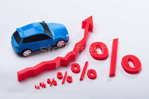 Elevated View Of Growing Percentage Symbol And Arrow Sign Stock photo © AndreyPopov