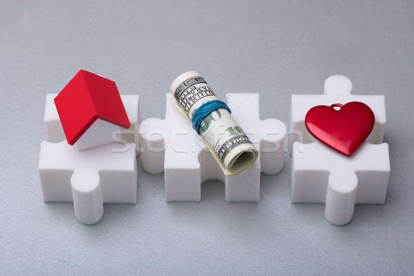 Kilátás fehér kirakós játék ház modell szeretet Stock fotó © AndreyPopov