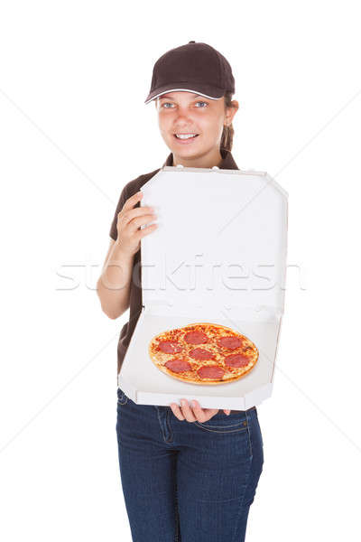 Entrega mujer pizza jóvenes Foto stock © AndreyPopov
