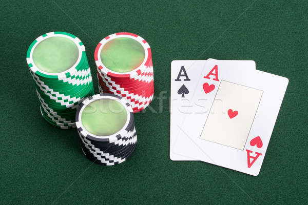 Nyerő blackjack játék kaszinó kettő ászok Stock fotó © AndreyPopov
