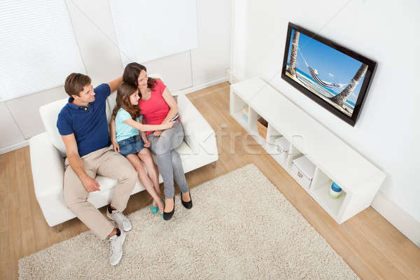 Family Watching Tv At Home Stock Photo C Andreypopov Stockfresh