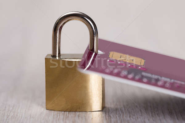 Padlock Attached To Credit Card Stock photo © AndreyPopov