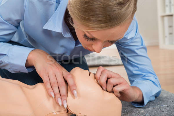 Student Performing Cpr Technique On Dummy Stock photo © AndreyPopov