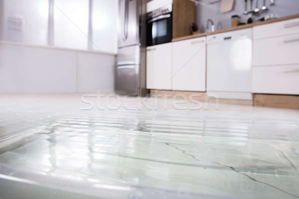 Nat vloer foto keuken water Stockfoto © AndreyPopov