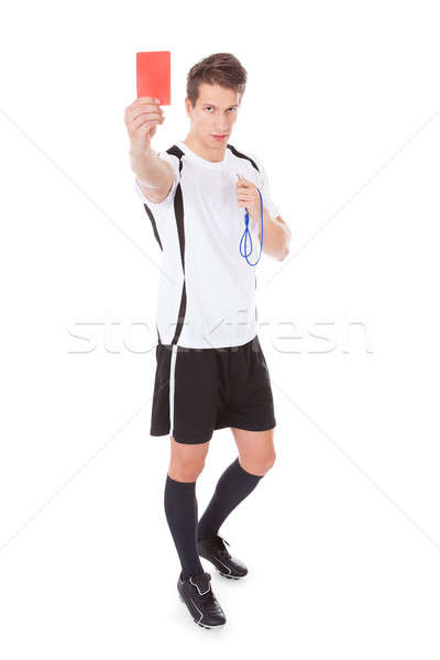Jovem futebol árbitro vermelho cartão Foto stock © AndreyPopov