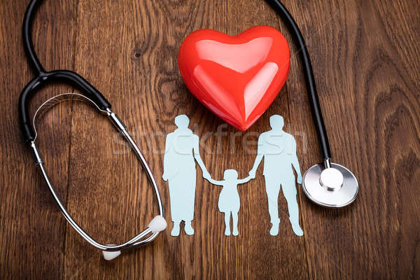 Red Heart And A Stethoscope On Desk Stock photo © AndreyPopov