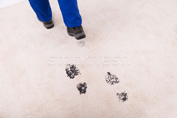 Kilátás sáros lábnyom szőnyeg személy sétál Stock fotó © AndreyPopov