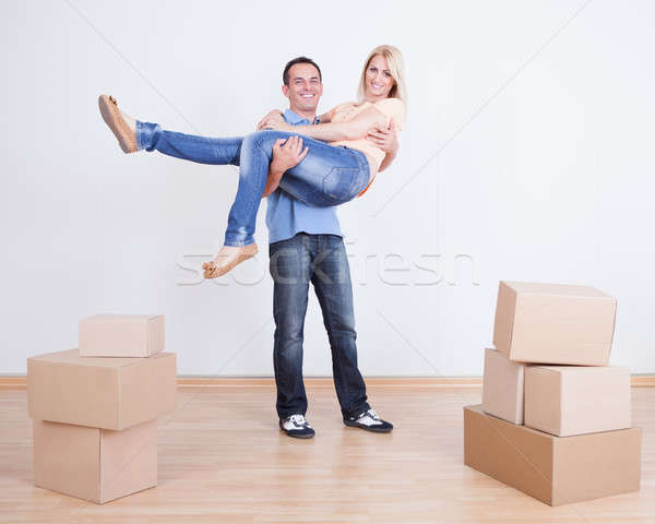 Stockfoto: Portret · echtgenoot · vrouw · nieuw · huis · binnenshuis