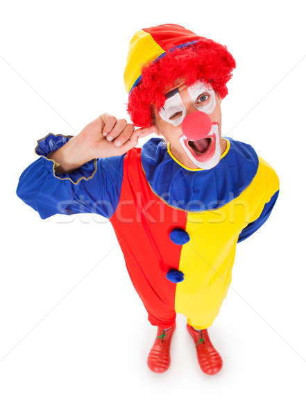 Palec ucha widoku clown biały Zdjęcia stock © AndreyPopov