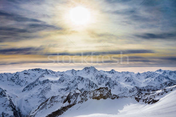 Alpin schi recurge alpi apus natură Imagine de stoc © AndreyPopov