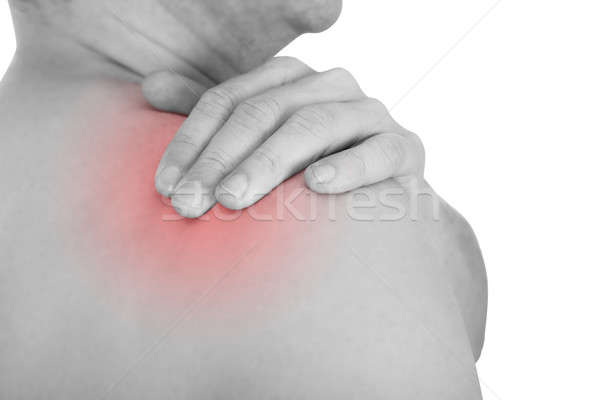 Homem ombro dor isolado branco esportes Foto stock © AndreyPopov