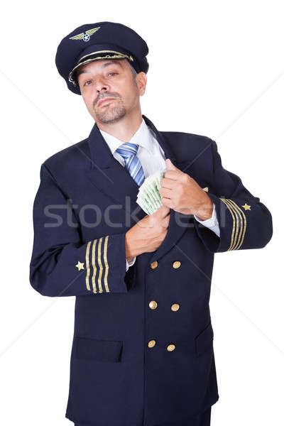 Portrait Of Happy Pilot Holding Euros Stock photo © AndreyPopov