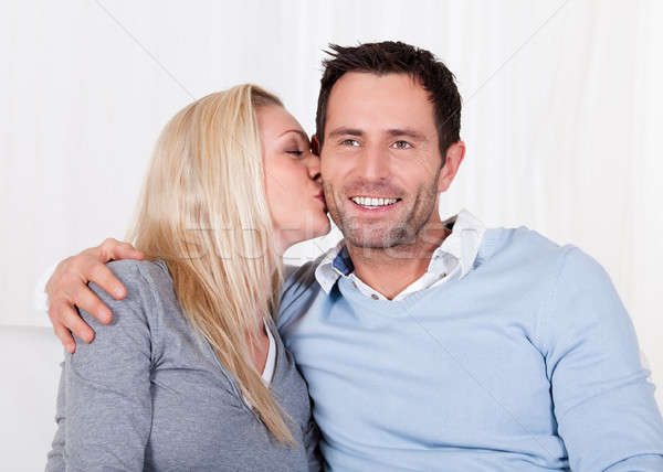 Romantic couple rubbing noses Stock photo © AndreyPopov