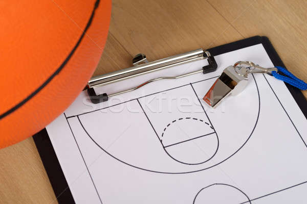 Síp kosárlabda taktika papír közelkép sport Stock fotó © AndreyPopov