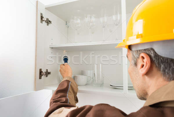 Foto stock: Trabajador · plataforma · cocina · casa