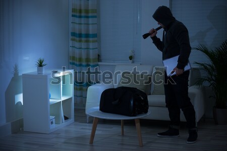 Robber Stealing Laptop From Office At Night Stock photo © AndreyPopov
