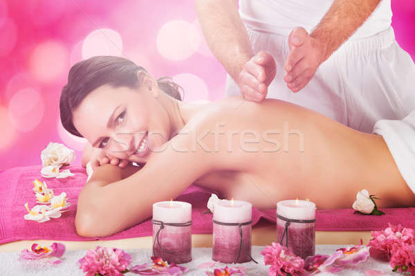 Woman Receiving Back Massage At Spa Stock photo © AndreyPopov