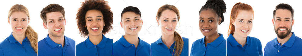 Collage bleu uniforme heureux blanche portrait [[stock_photo]] © AndreyPopov