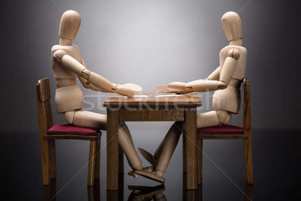 Twee houten interview bespreken business Stockfoto © AndreyPopov