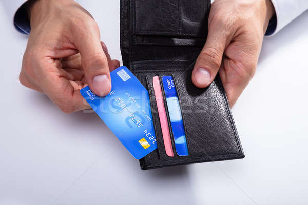 Stock fotó: Személy · hitelkártya · pénztárca · személyek · kéz · fehér