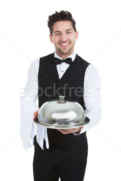 Cameriere vassoio ritratto isolato bianco Foto d'archivio © AndreyPopov