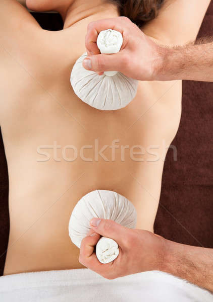 Foto stock: Mujer · masaje · caliente · spa