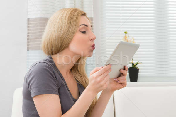 Woman Taking Selfie With Digital Tablet Stock photo © AndreyPopov