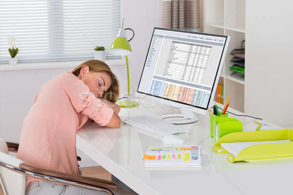Woman Sleeping At Desk Stock Photo C Andriy Popov Andreypopov