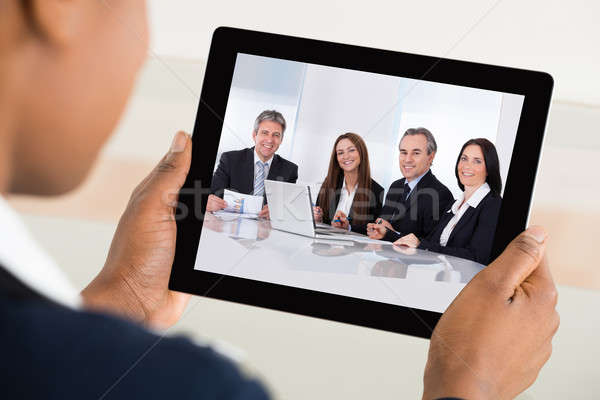 Businesswoman Video Conferencing On Digital Tablet Stock photo © AndreyPopov