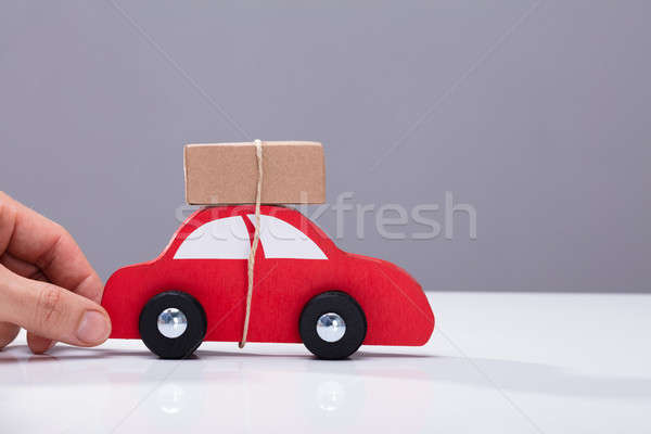 Foto stock: Mão · humana · vermelho · carro · cinza