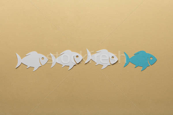 Stock photo: Paper Fishes In A Row