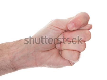 Közelkép emberi ököl kéz fehér férfi Stock fotó © AndreyPopov