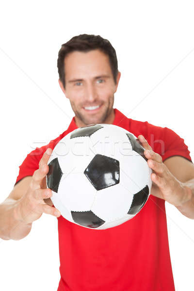 肖像 足球運動員 孤立 白 足球 背景 商業照片 © AndreyPopov