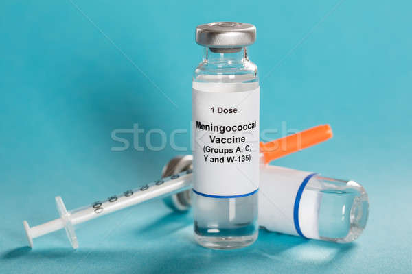 Vaccin seringă una doza turcoaz medical Imagine de stoc © AndreyPopov