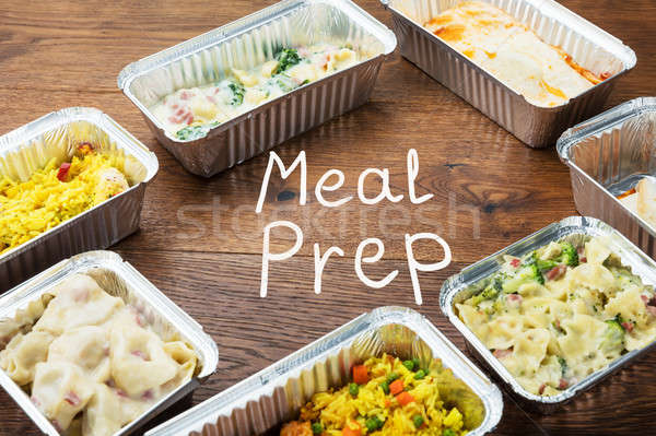 The Word Meal Preparation Written On Table With Takeaway Meals Stock photo © AndreyPopov