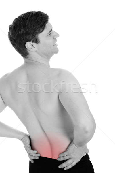 Mann Rückenschmerzen isoliert weiß Sport Körper Stock foto © AndreyPopov