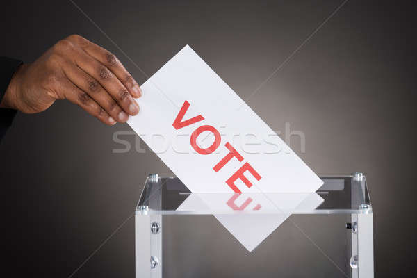 Személy kéz szavazás szavazócédula doboz közelkép Stock fotó © AndreyPopov