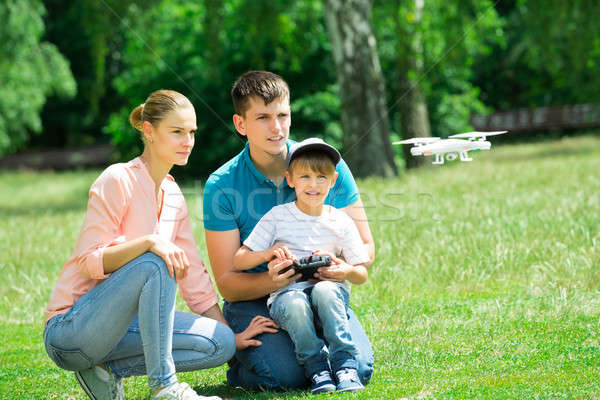 Family Flying Drone In The Park Stock photo © AndreyPopov