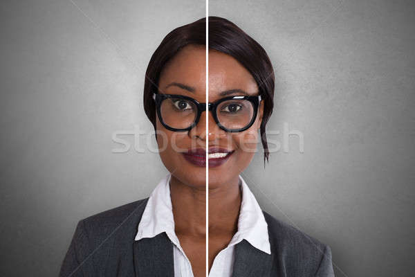 Businesswoman Showing Sad And Happy Emotions Stock photo © AndreyPopov