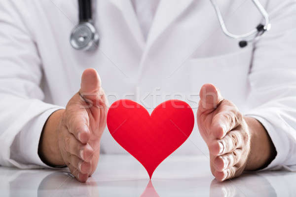 醫生 紅色 心臟率 醫生 手 心臟 商業照片 © AndreyPopov