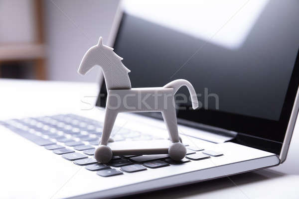 Primer plano trojan caballo icono portátil Foto stock © AndreyPopov