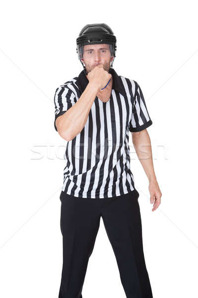 [[stock_photo]]: Portrait · hockey · juge · isolé · blanche · homme