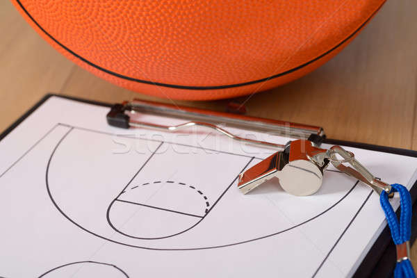 Fluiten basketbal tactiek papier sport Stockfoto © AndreyPopov