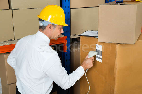 Stockfoto: Manager · barcode · scanner · label · magazijn