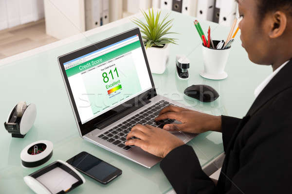Businesswoman Checking Credit Score On Laptop Stock photo © AndreyPopov