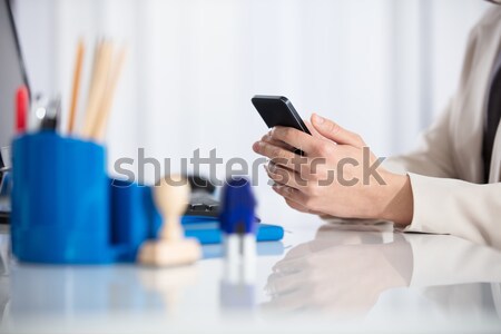 Person Using Voice Assistant On Mobile Phone Stock photo © AndreyPopov